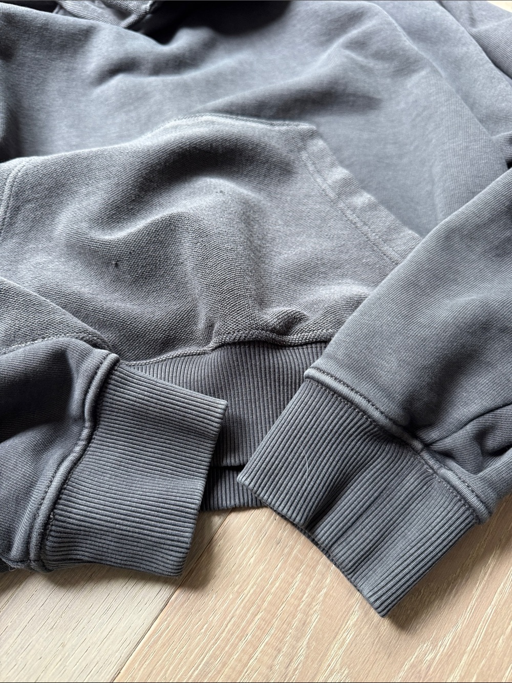 aerie Charcoal Gray Hoodie & Sweatpants Set with Distressed Accents - Picture 4 of 14
